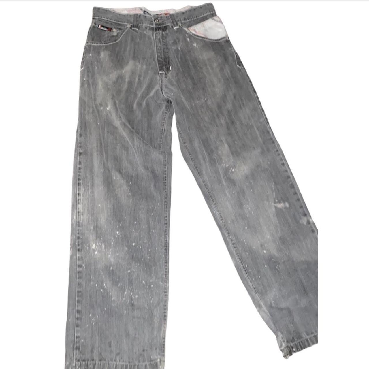 Men's Grey and White Jeans Depop