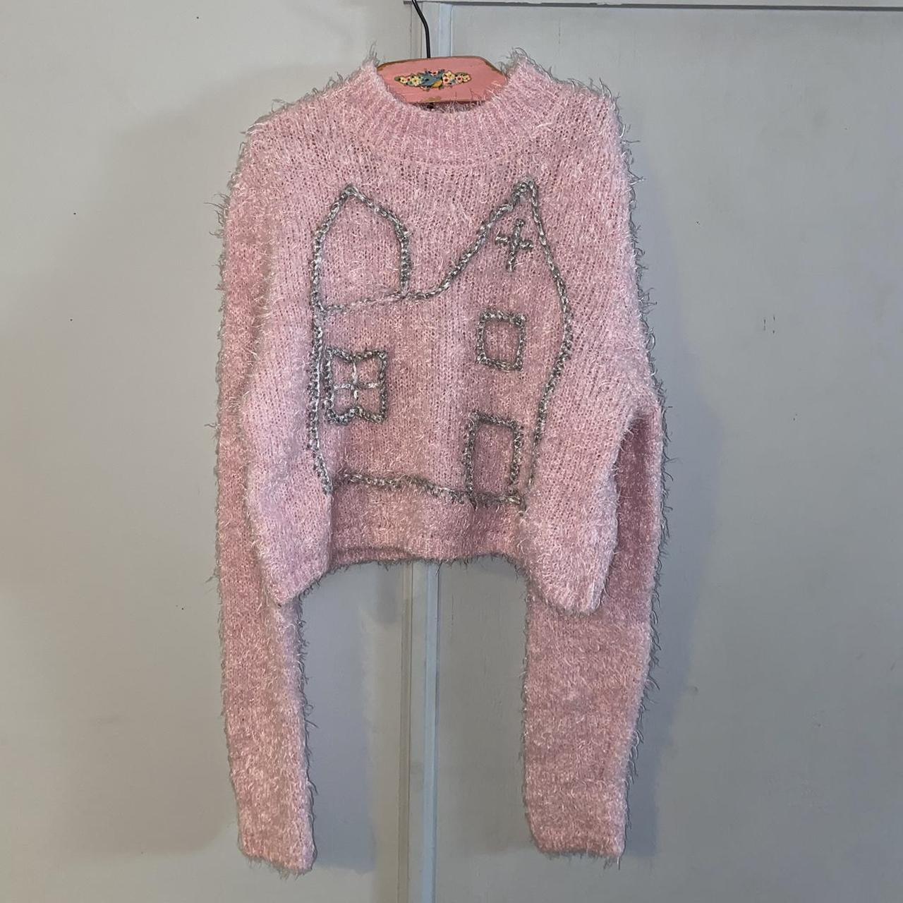 1of1 PLANET PEE church of jesus fuzzy pink mock neck... - Depop