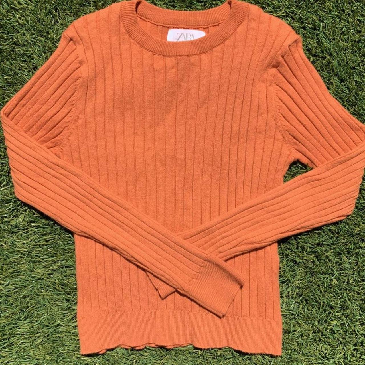 zara-girls-rib-knit-orange-sweater-size-13-14-kids-depop