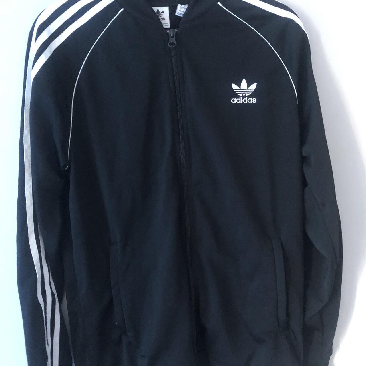 Adidas Black and White Hoodie | Depop