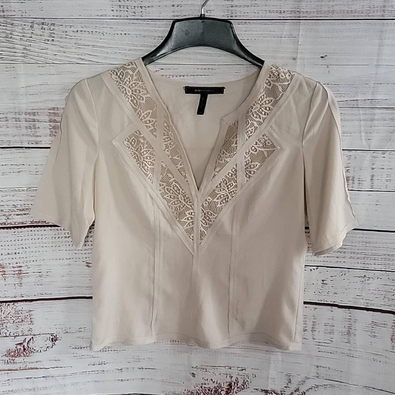 BCBGMaxazria Sophie V Neck Blouse Size Depop