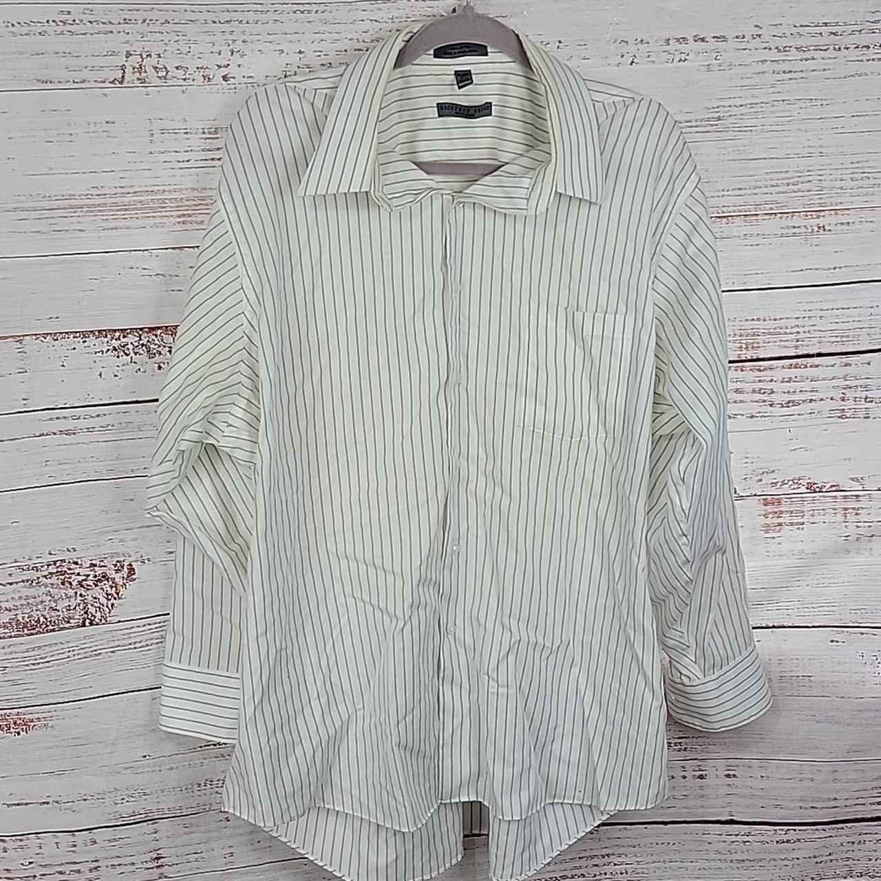 Geoffrey Beene Men's Striped Button-Down Dress Shirt... - Depop