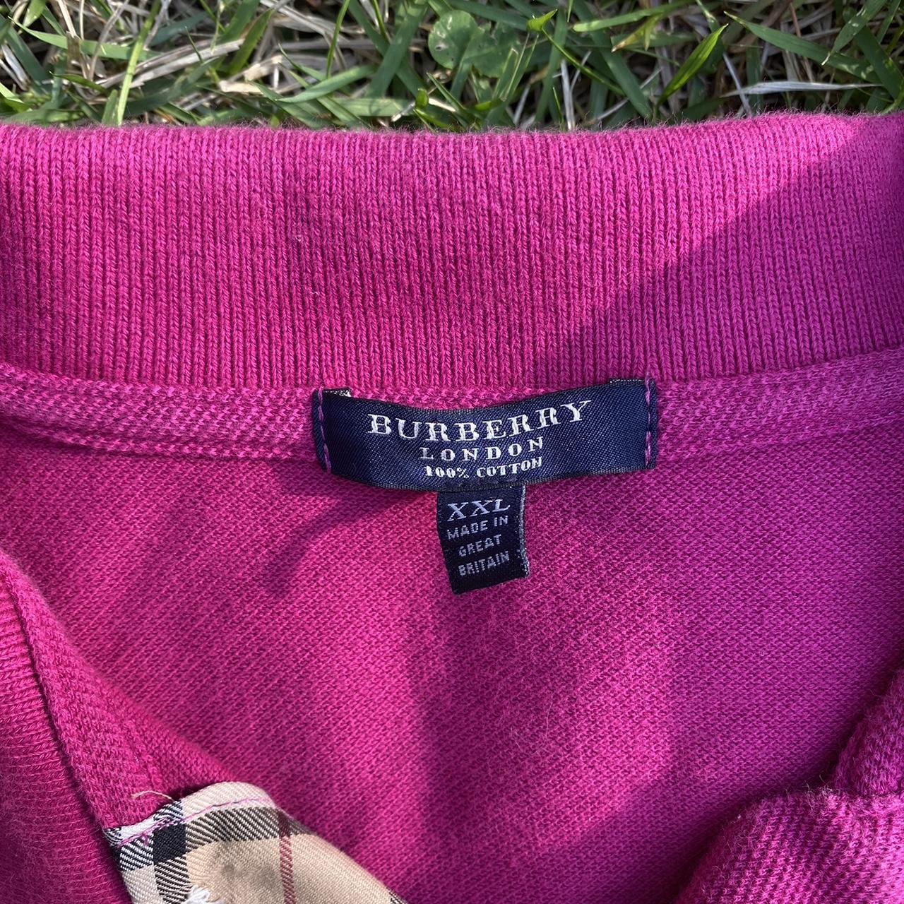 Maroon / Redish Purple Burberry Collared Polo Shirt... - Depop
