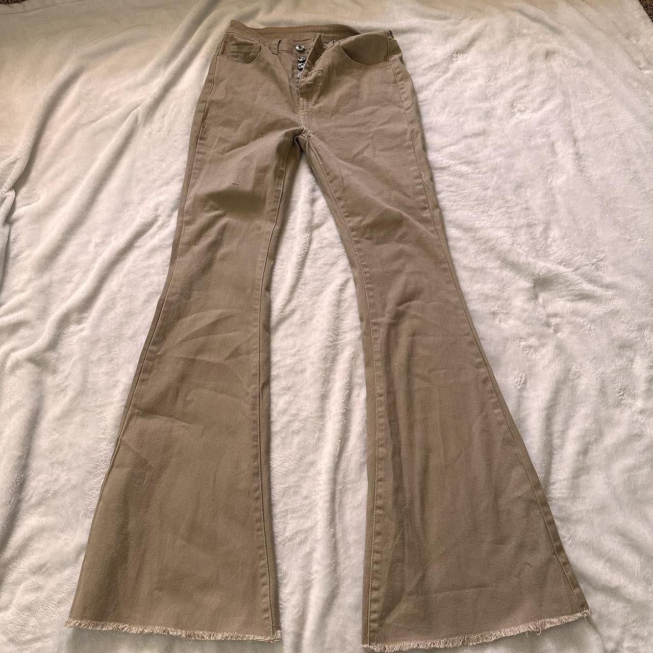 high waisted flare khaki pants - Depop