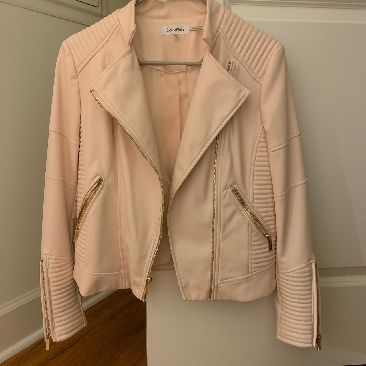 Calvin klein pink store leather jacket