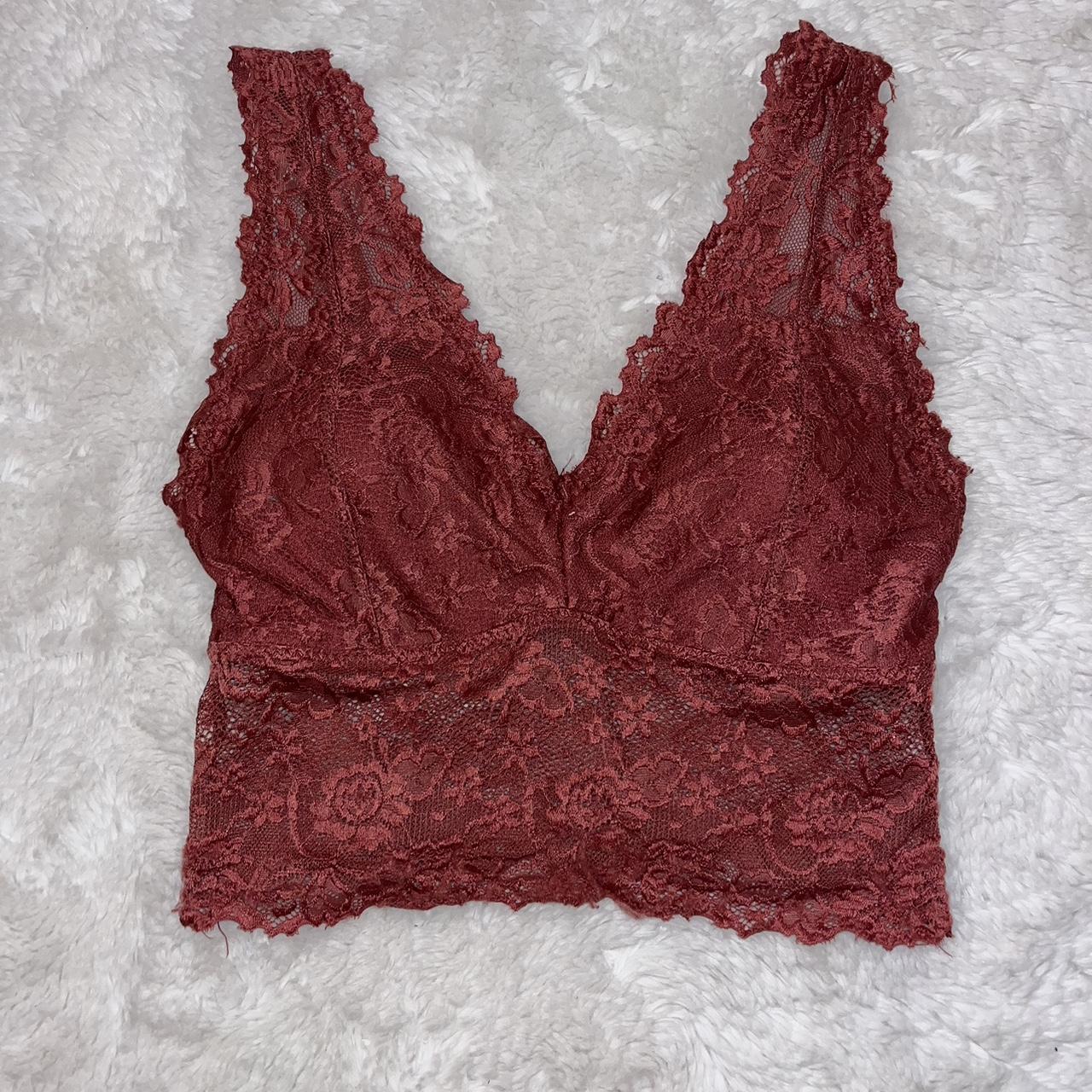 Small Burgundy Red Lace Bralette Comfortable Red Depop