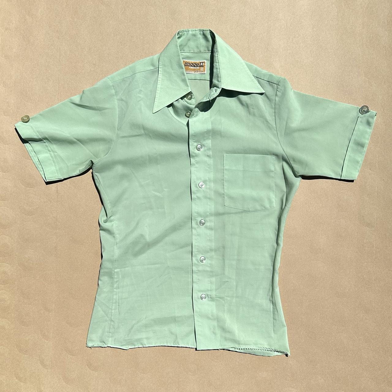 Light Green Aquamarine Dress-Shirt - thin material... - Depop