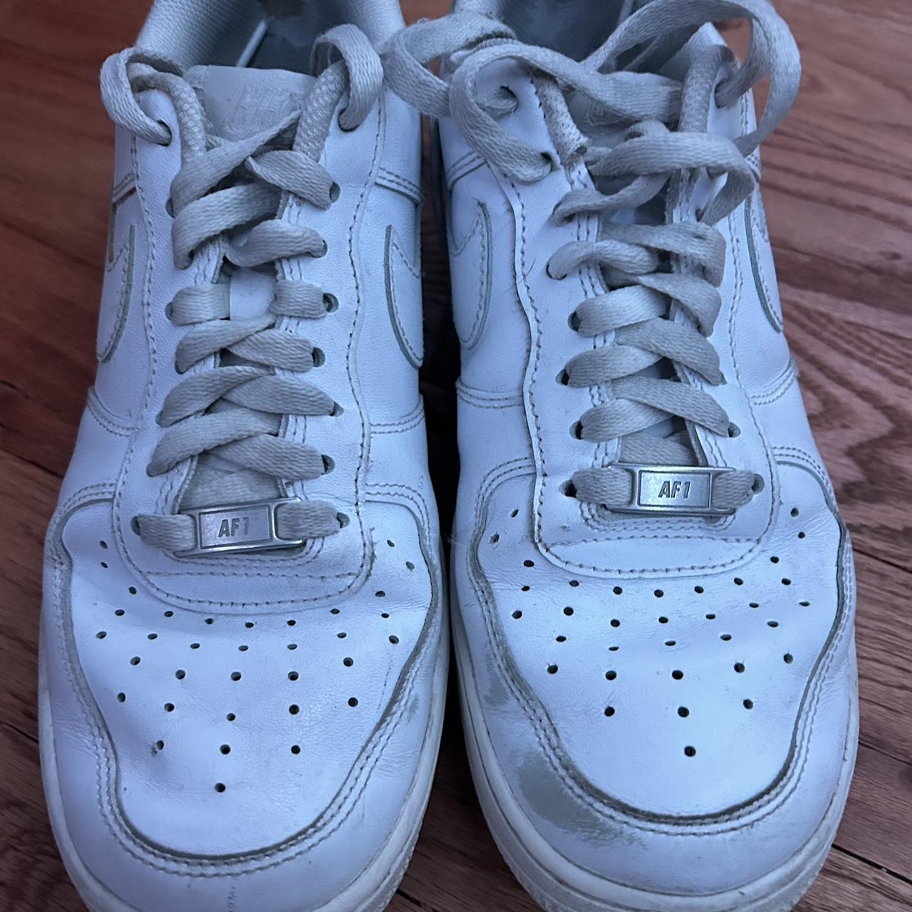 White air force ones some creasing and scuffs on the... - Depop