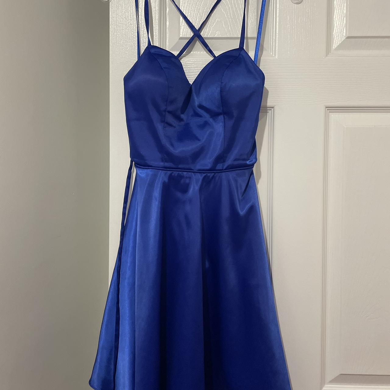 women-s-navy-and-blue-dress-depop