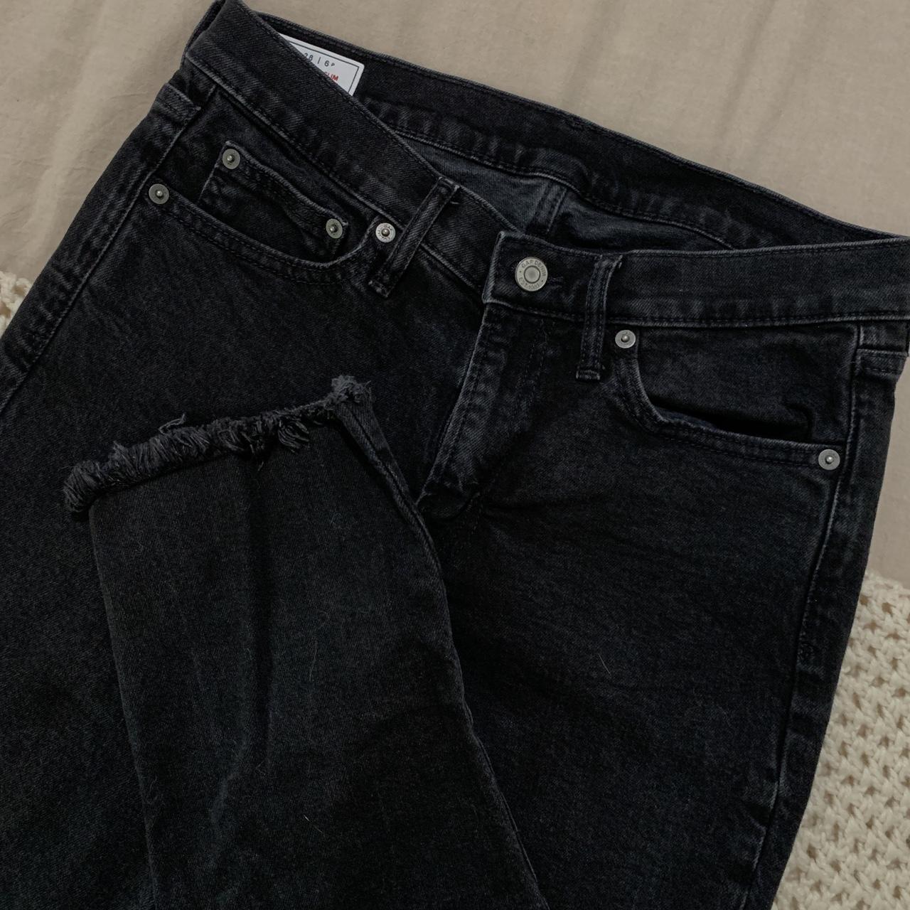 GAP Black Denim Pants Vintage Slim Midrise Size... - Depop