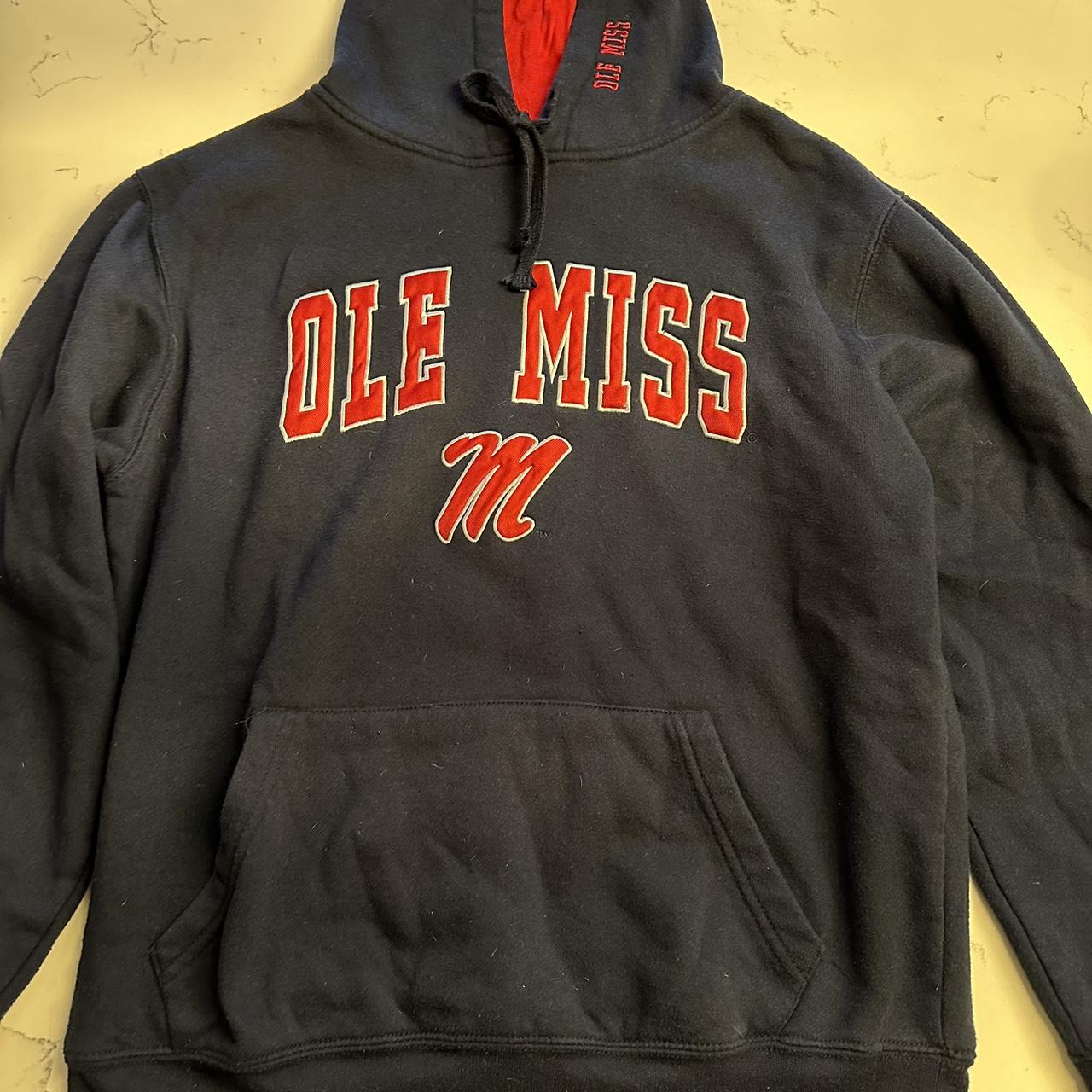 Ole Miss hoodie Men’s medium Navy and red - Depop