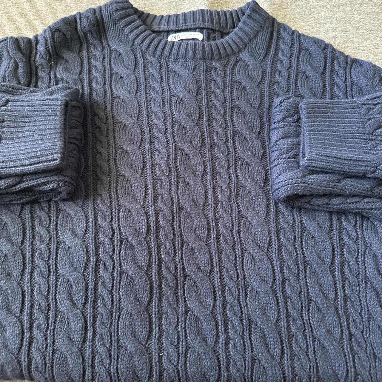 Men’s Zara Xl navy blue sweater no flaws worn a... Depop