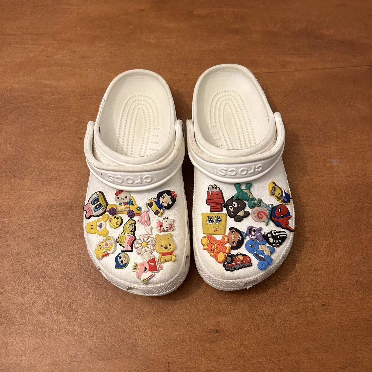 White Crocs with gibbets - Depop