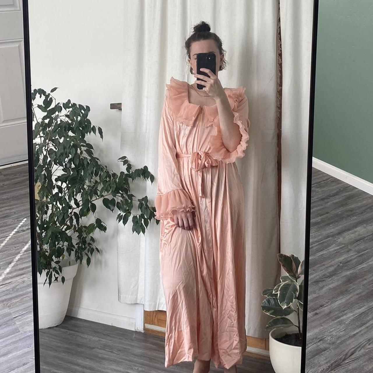 Vintage pink ruffle robe. Unique vintage robe in... - Depop