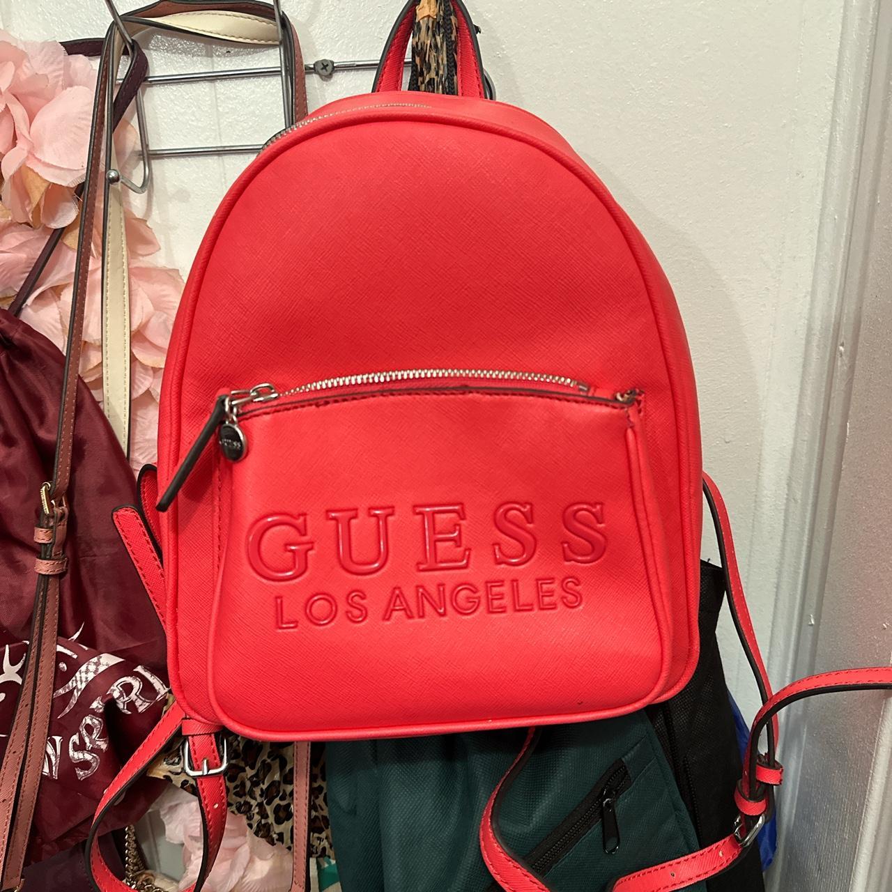 Red guess backpack online purse