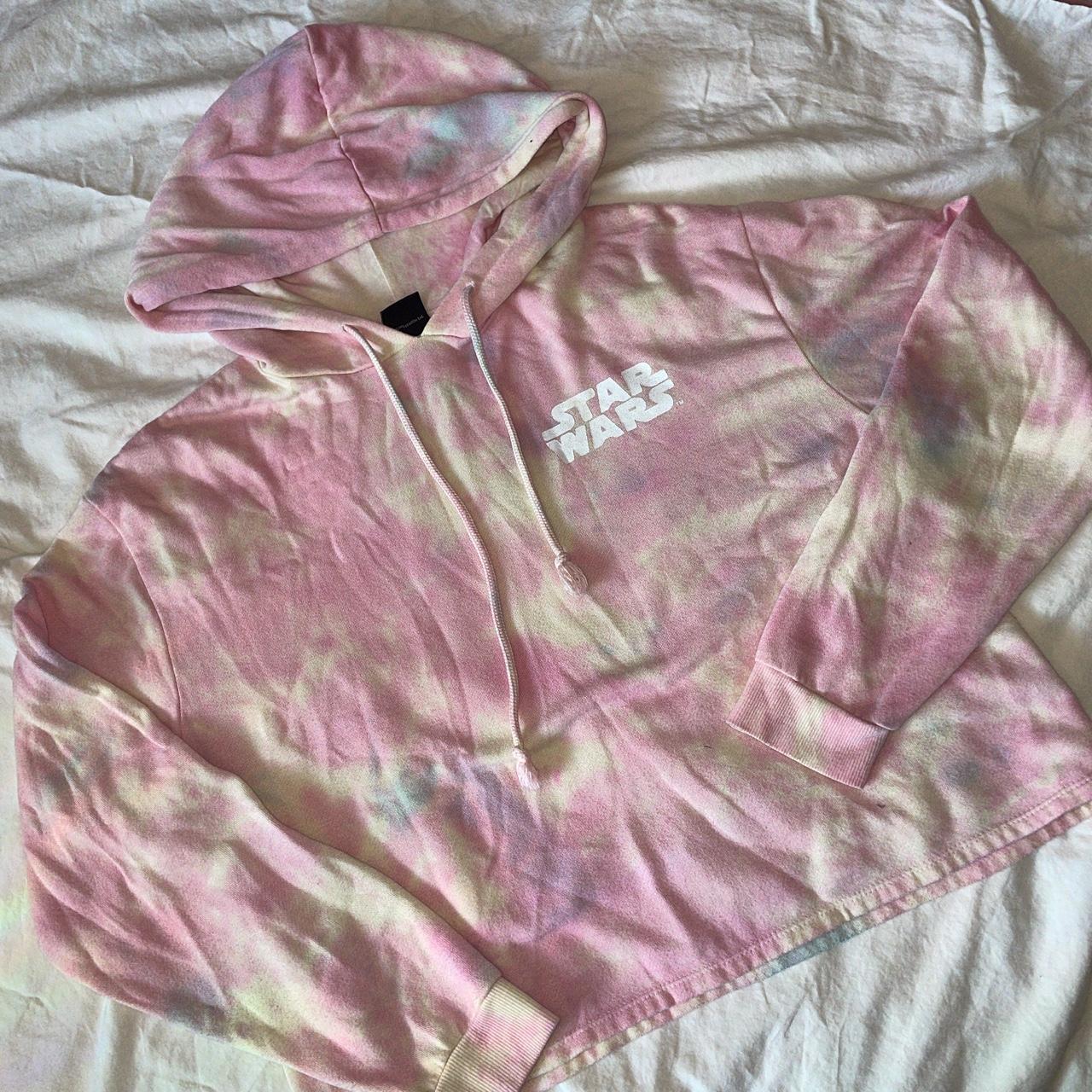 Pink Star Wars resistance cropped hoodie size large Depop