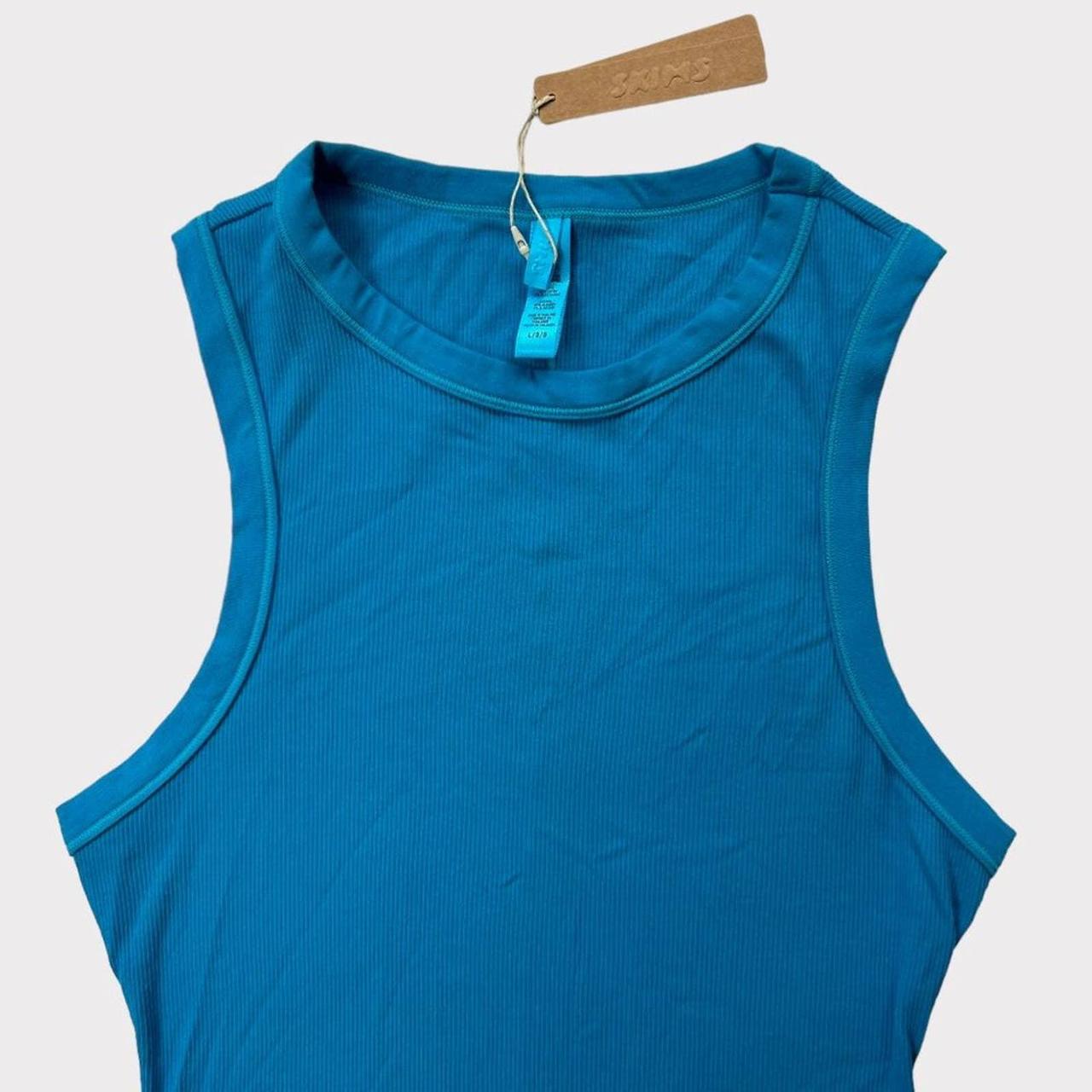 NWT SKIMS Cotton Rib Tank Dress Color: Mykonos - Depop