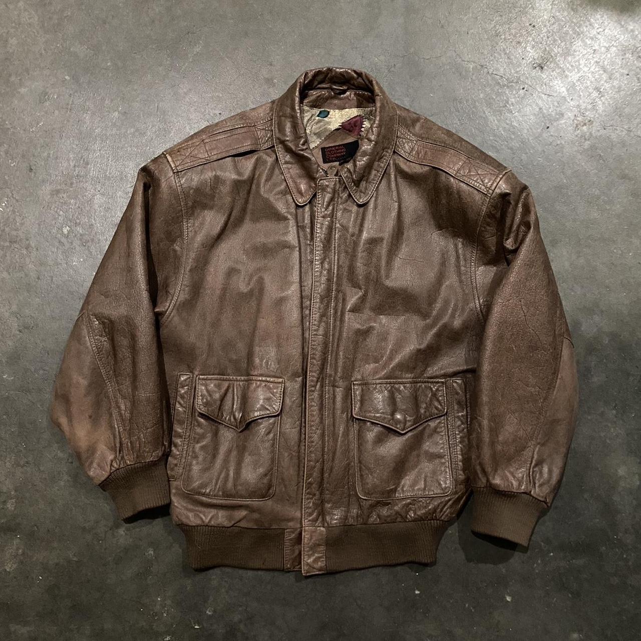 Vintage Leather Bomber Jacket Size L Great... - Depop
