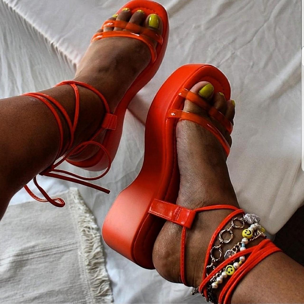 Neon orange platform discount sandals