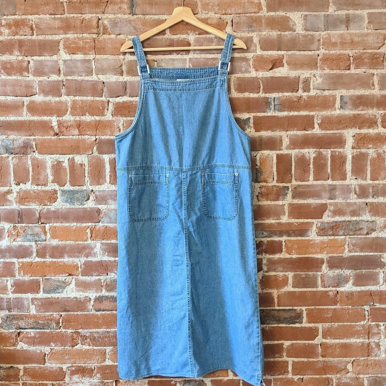 90s Vintage Denim Overalls Pinafore Jumper... - Depop