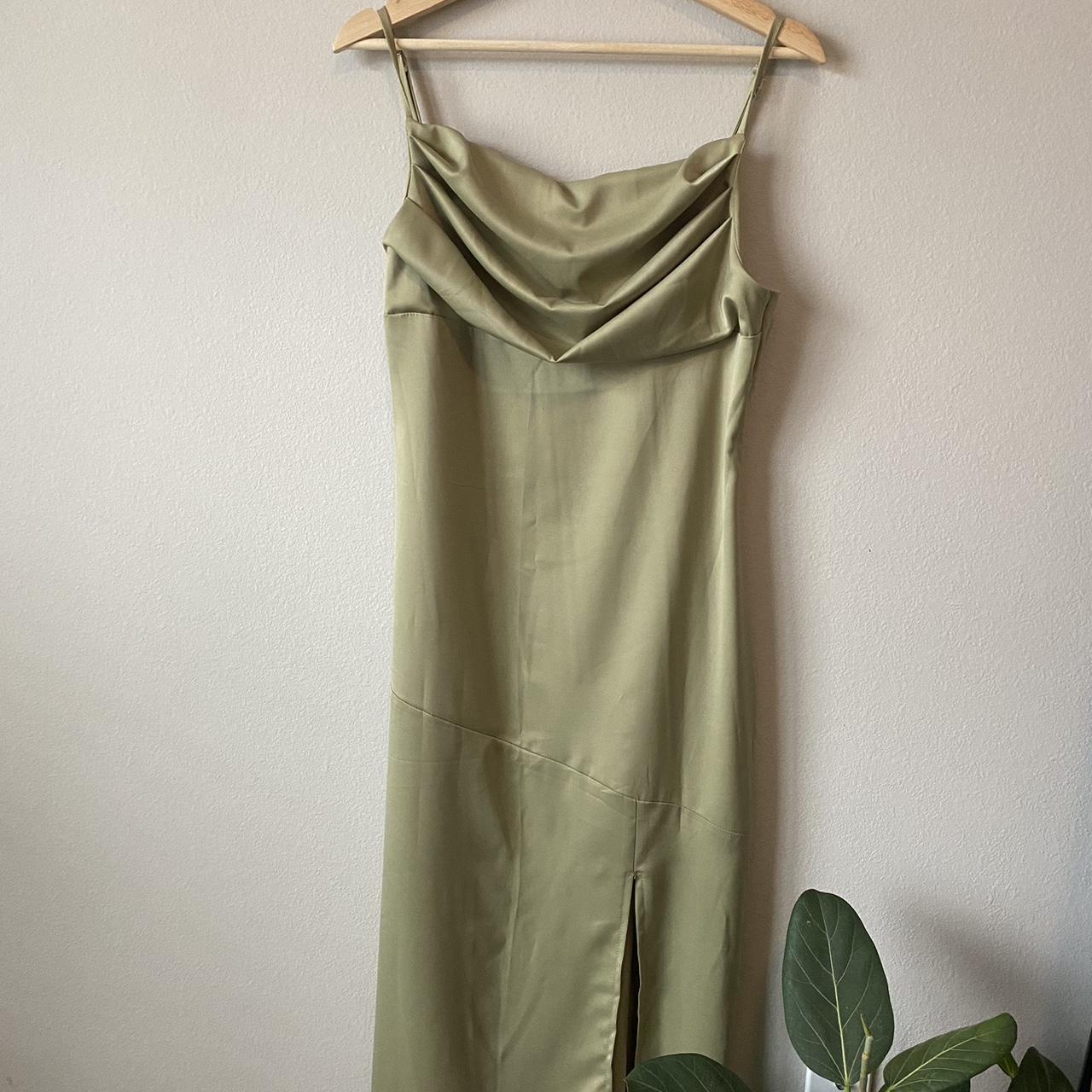 Silk Slip Dress Olive green color Super soft and... - Depop