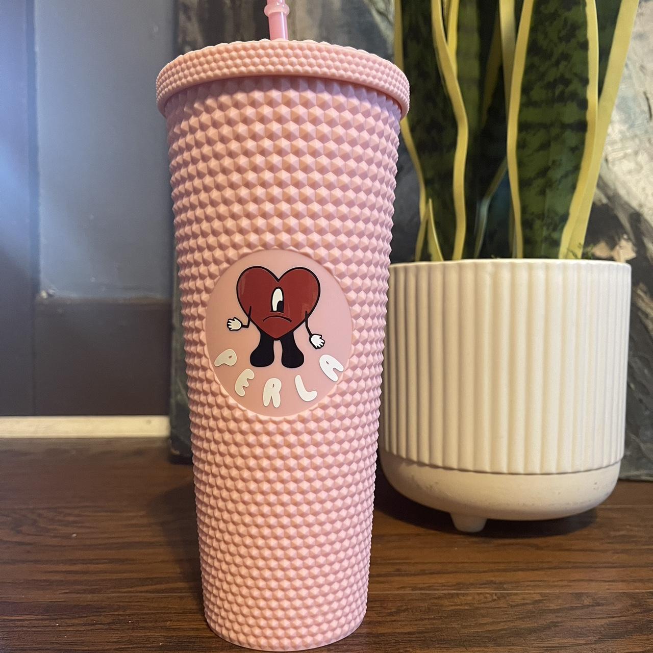 Red Studded Tumbler with Heart Straw