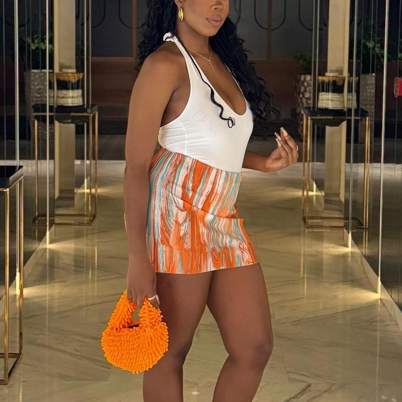 Prettylittlething Plus Size Micro Mini Skirts PLT Orange Teal