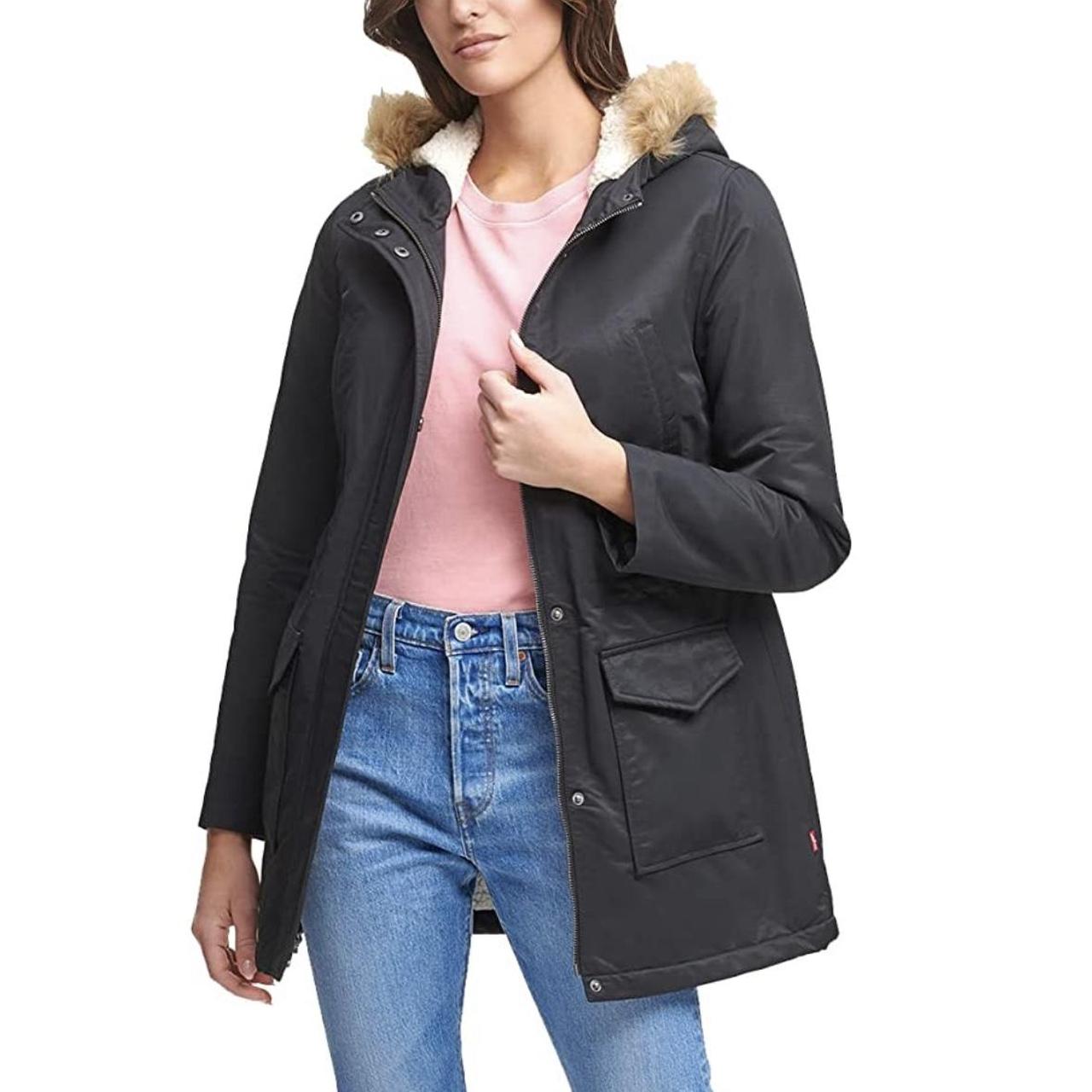 Levi's women's performance sherpa clearance lined midlength parka jacket