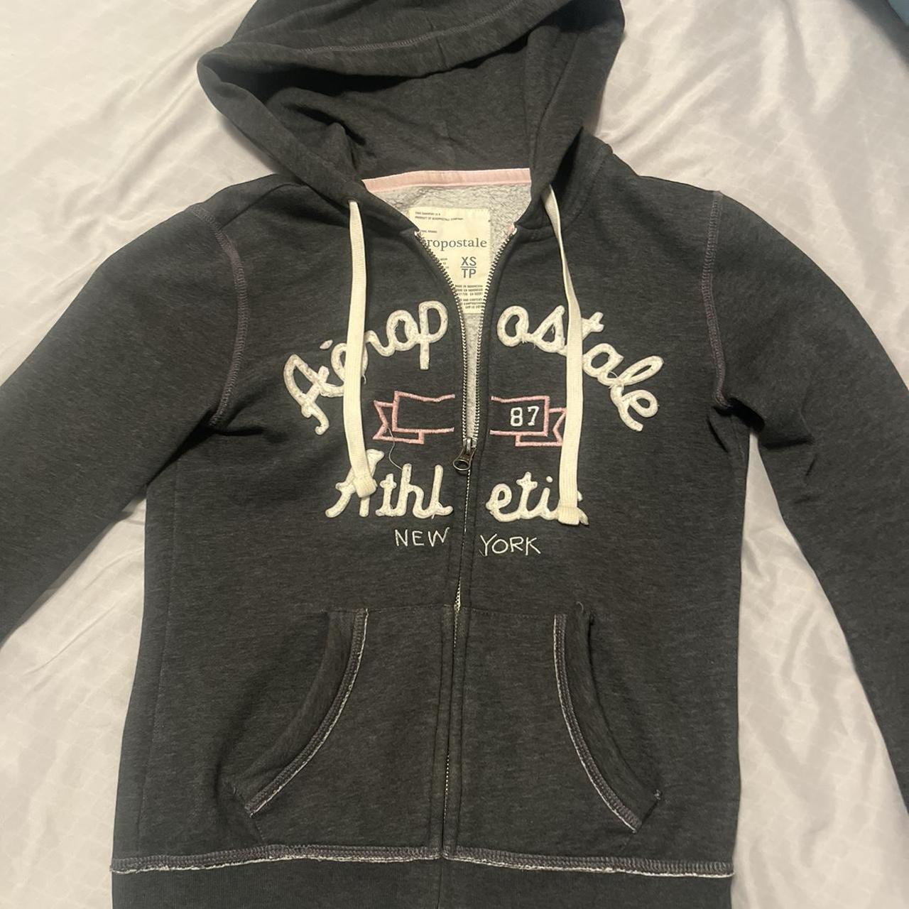 womens aeropostale zip up distressed lettering... - Depop