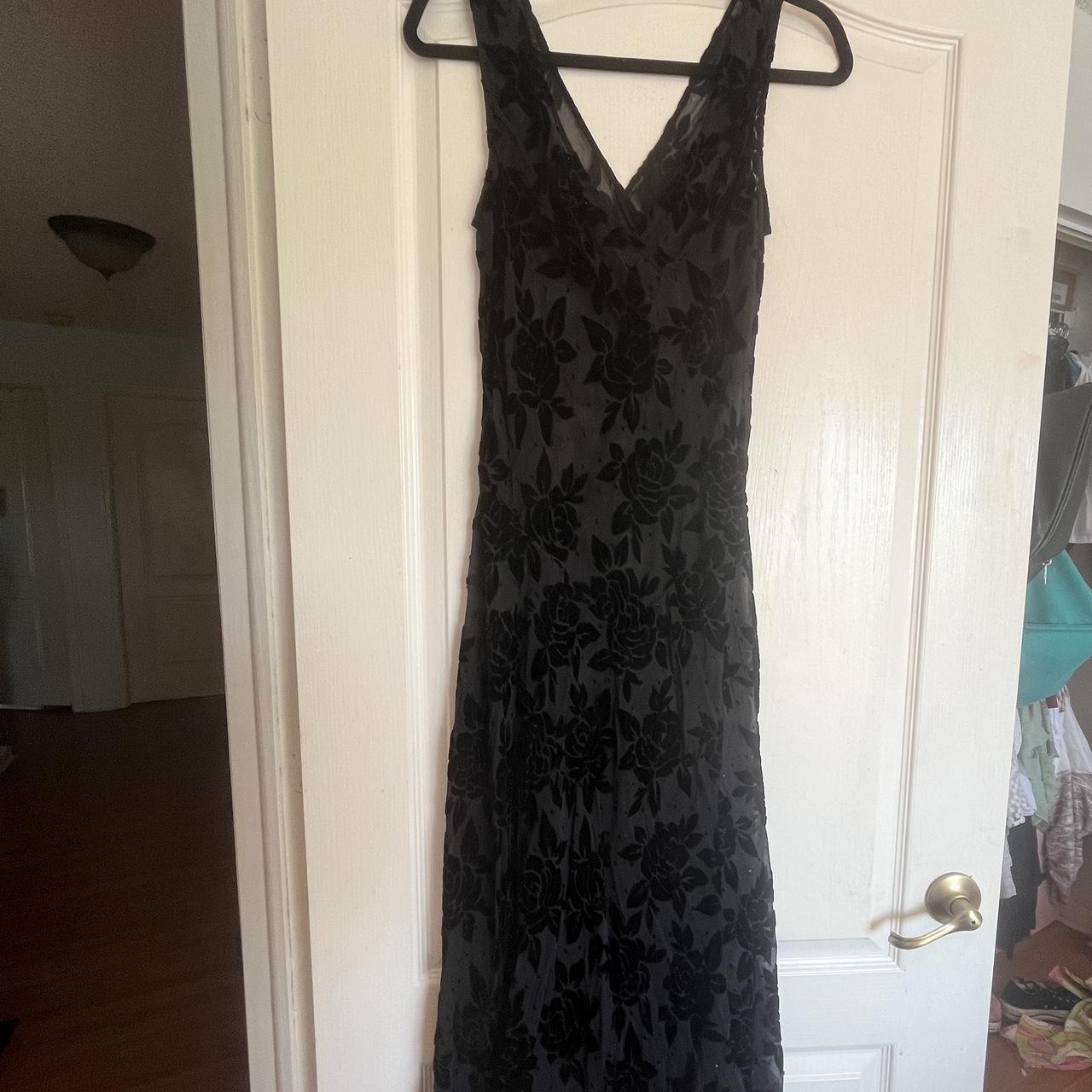 Gorgeous black slip rose dress Such beautiful velvet... - Depop