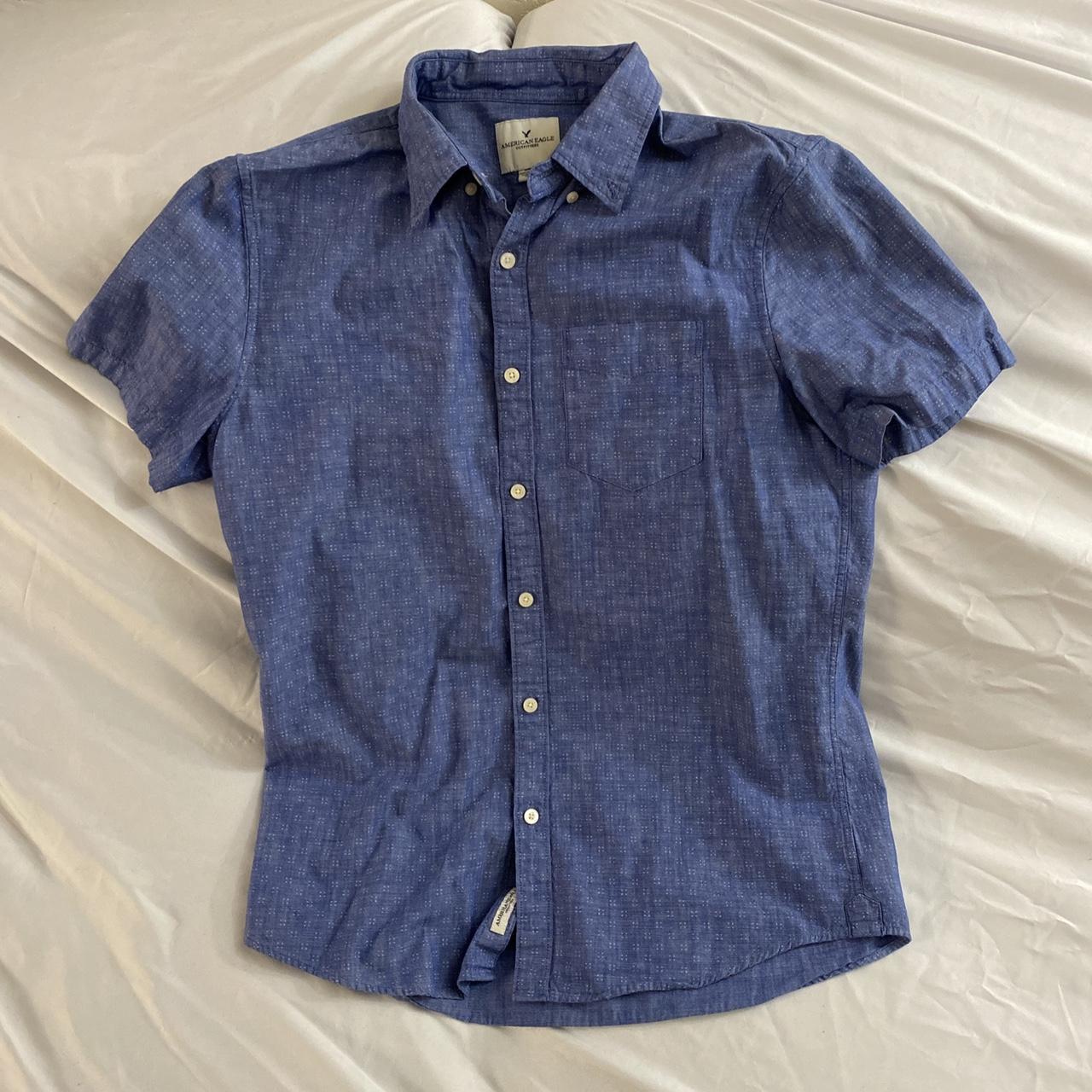 American Eagle Outfitters Men's Blue Poloshirts Depop