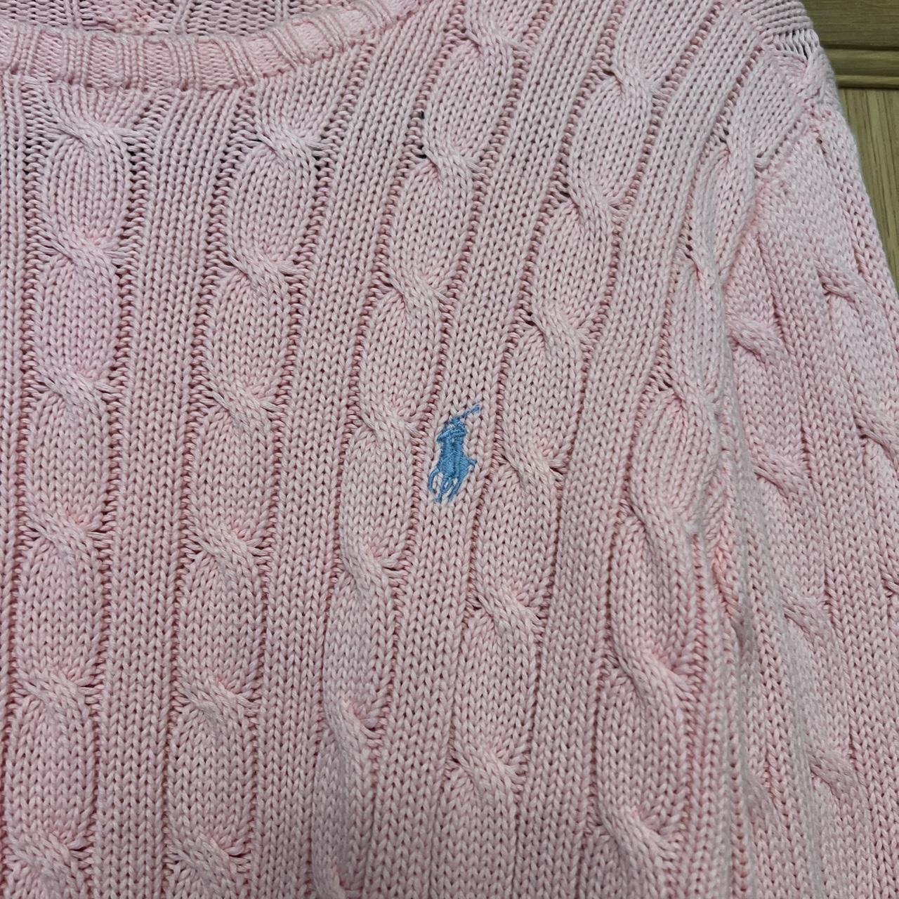 Ralph Lauren round neck cable knit baby pink jumper.... Depop