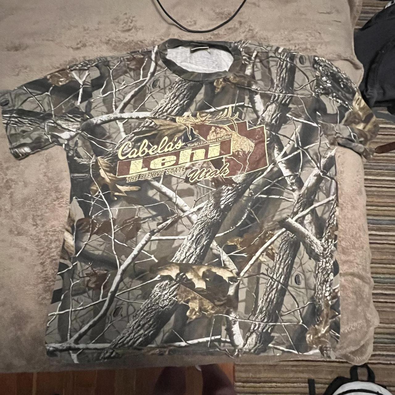 Cabela's Men's Green and Brown T-shirt | Depop