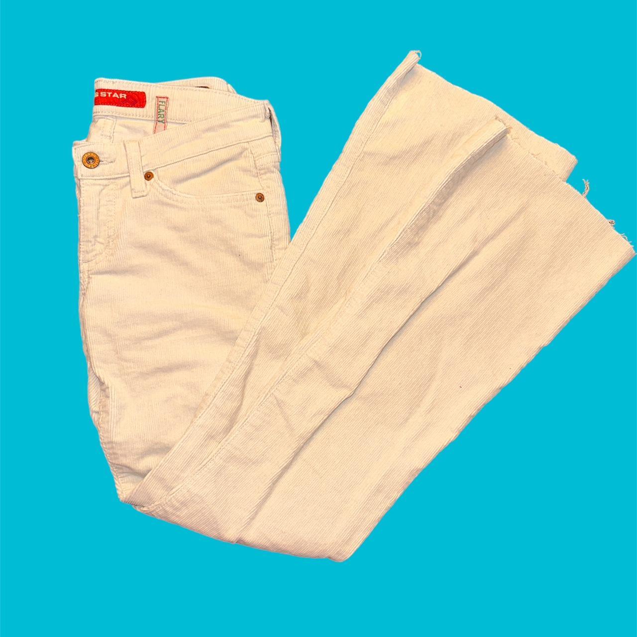 Women's Cream and White Jeans Depop