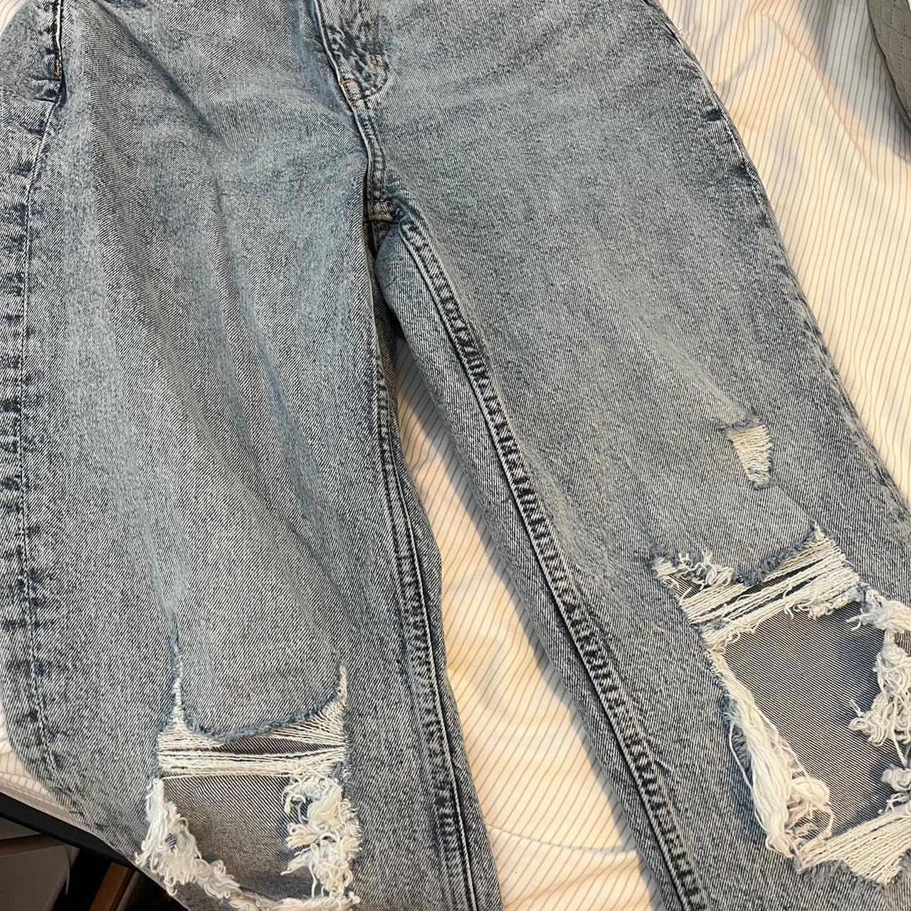 H&M Loose Fit Jeans - Medium Wash - Distressed on... - Depop