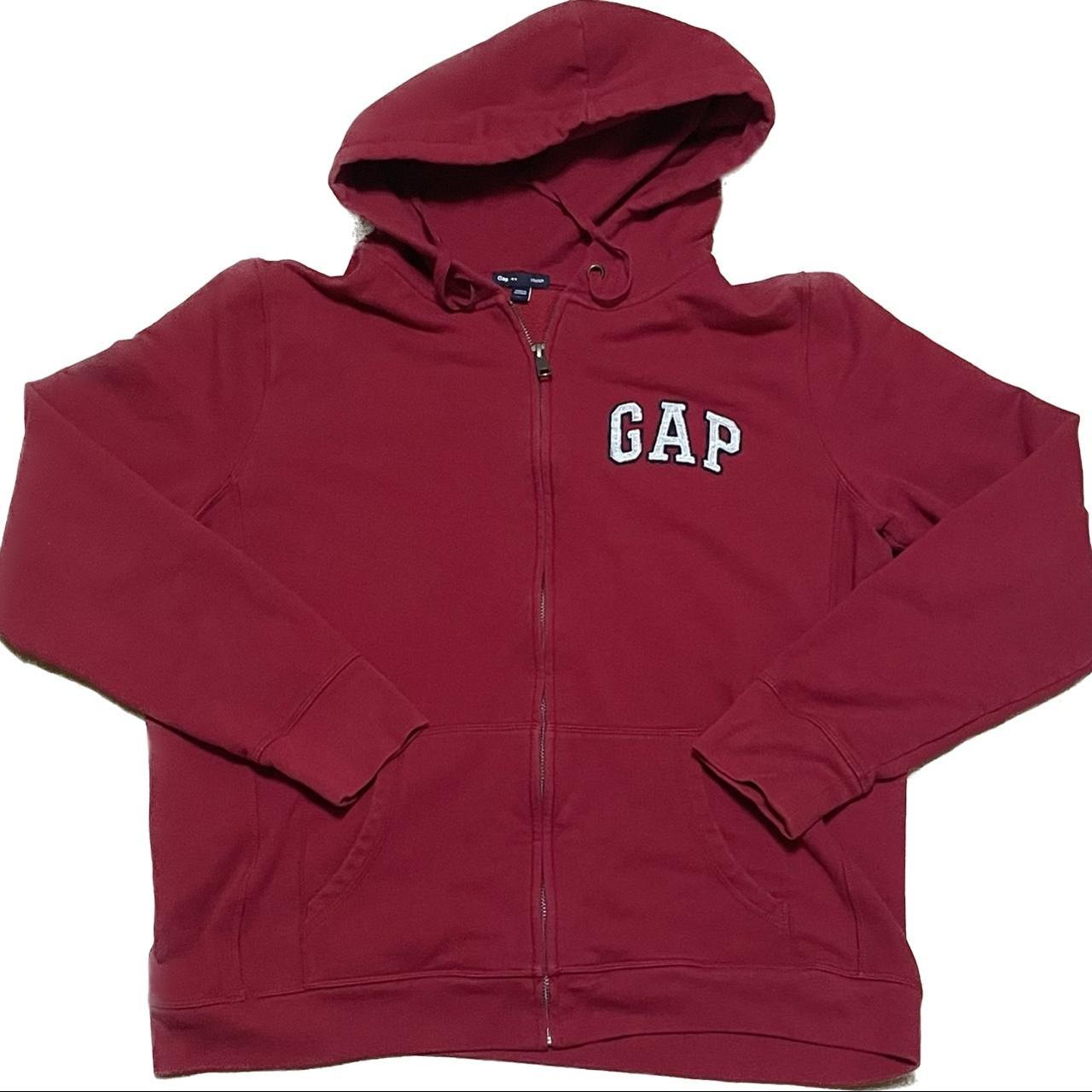 Gap zip up zip up hoodie red size XL youth ≈ M... Depop