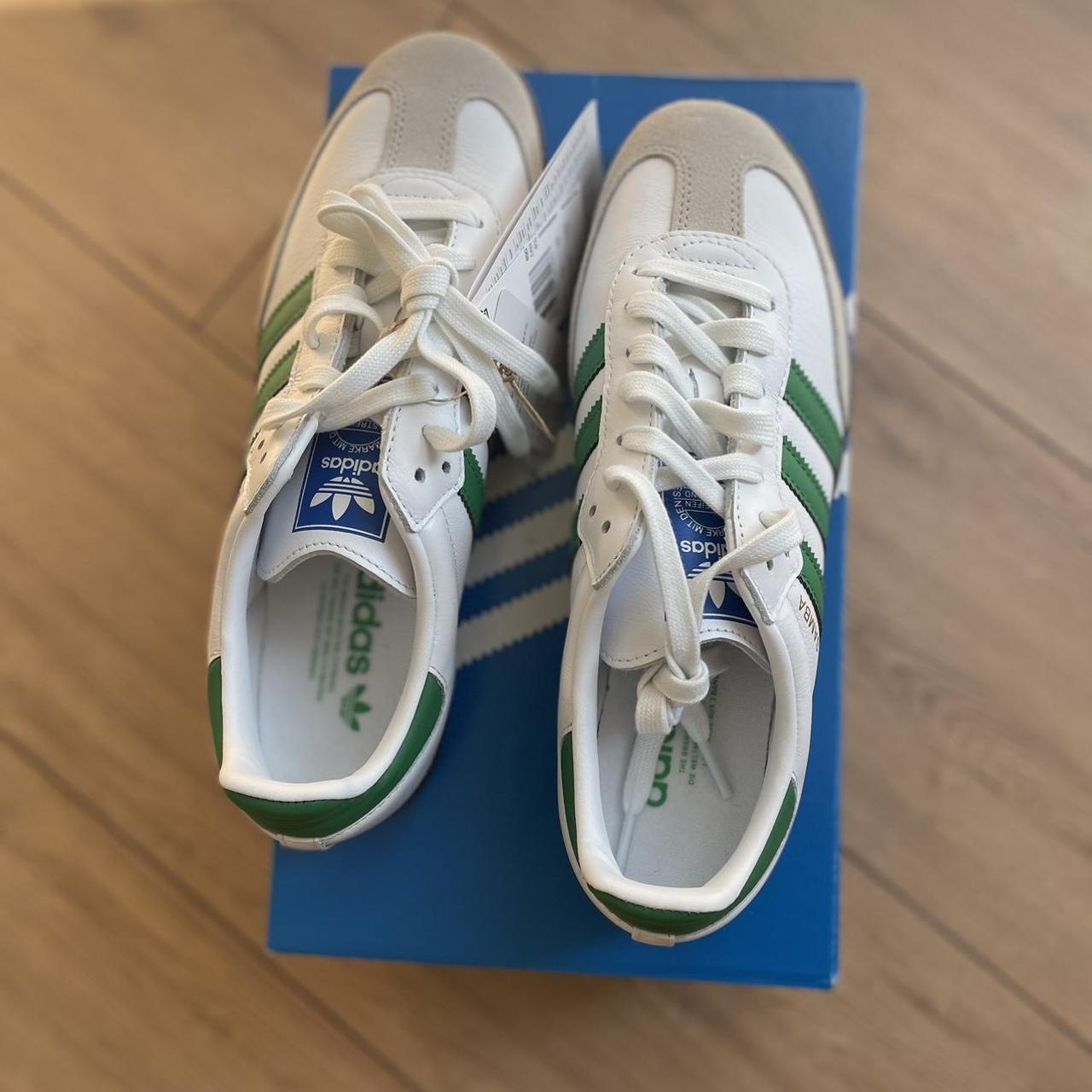 Adidas samba OG White / Green / Gum 5 UK SIZE 6.5... - Depop