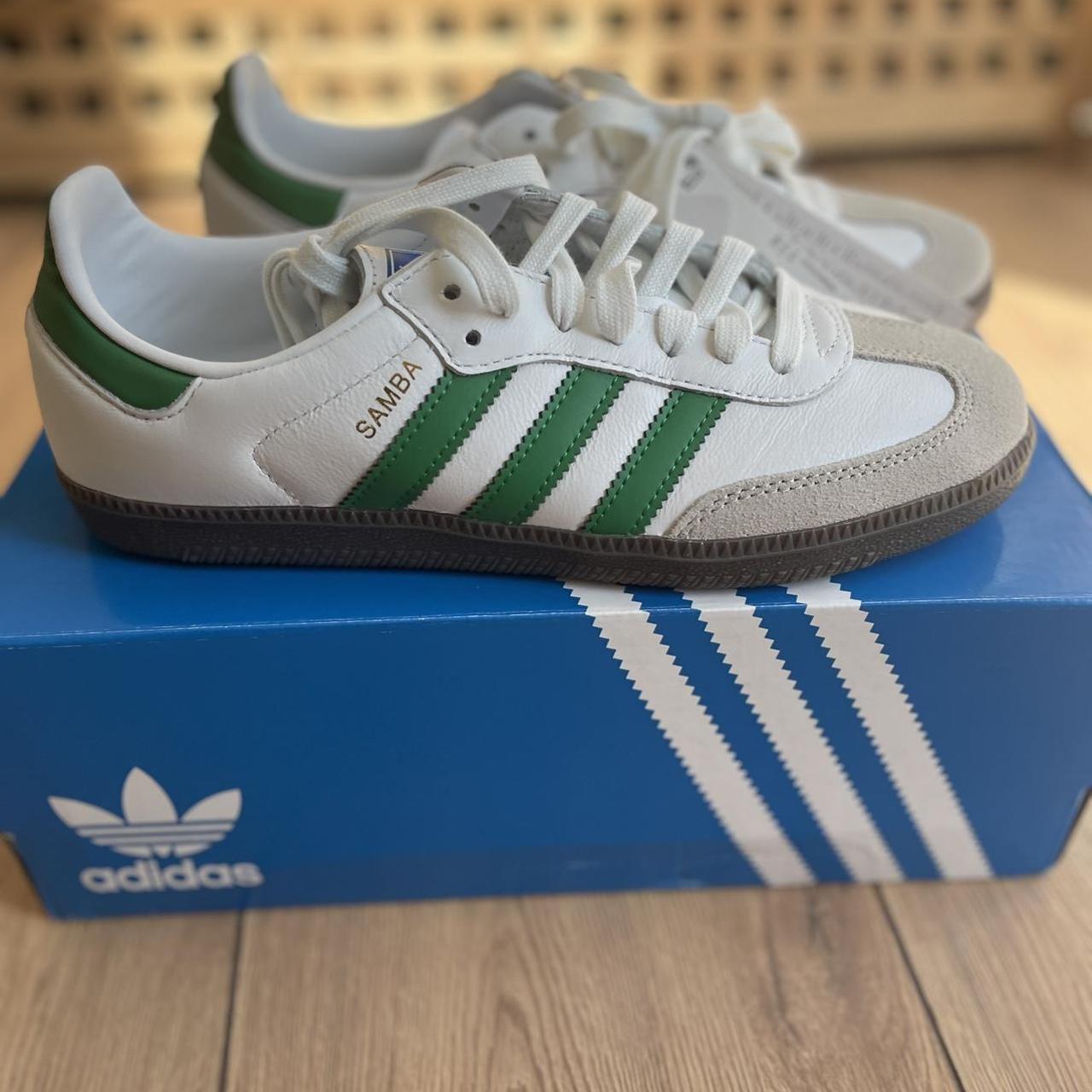 Adidas samba OG White / Green / Gum 5 UK SIZE - Depop