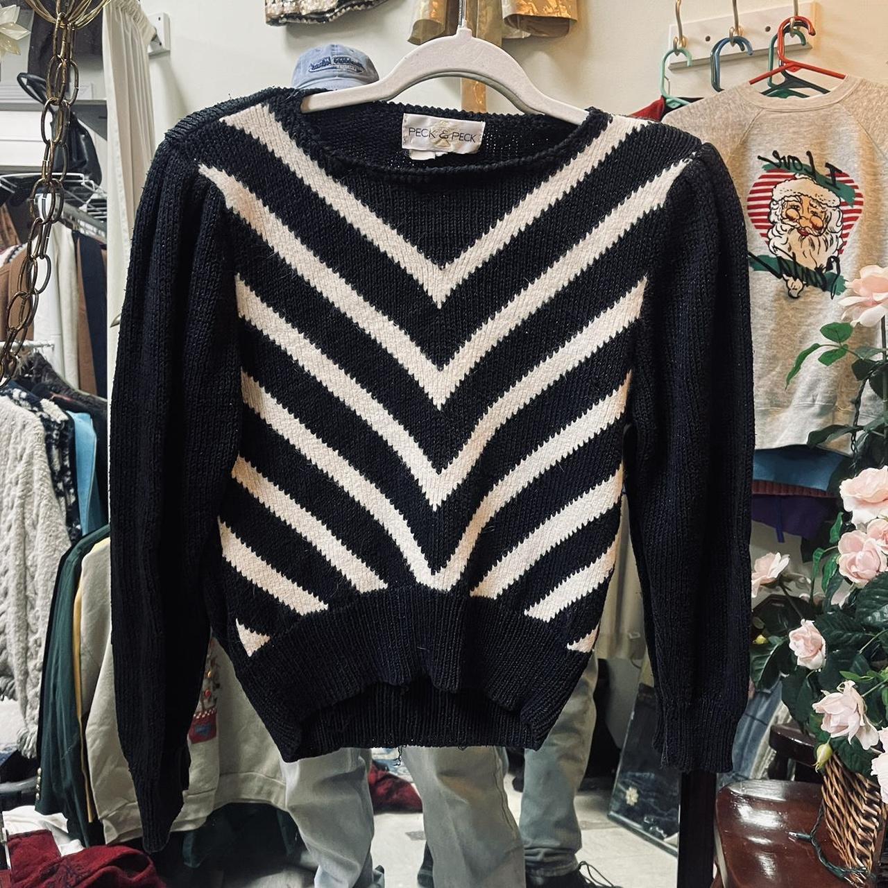 Vintage Peck + Peck Ruffle Shoulder 80's Style Sweater - Depop