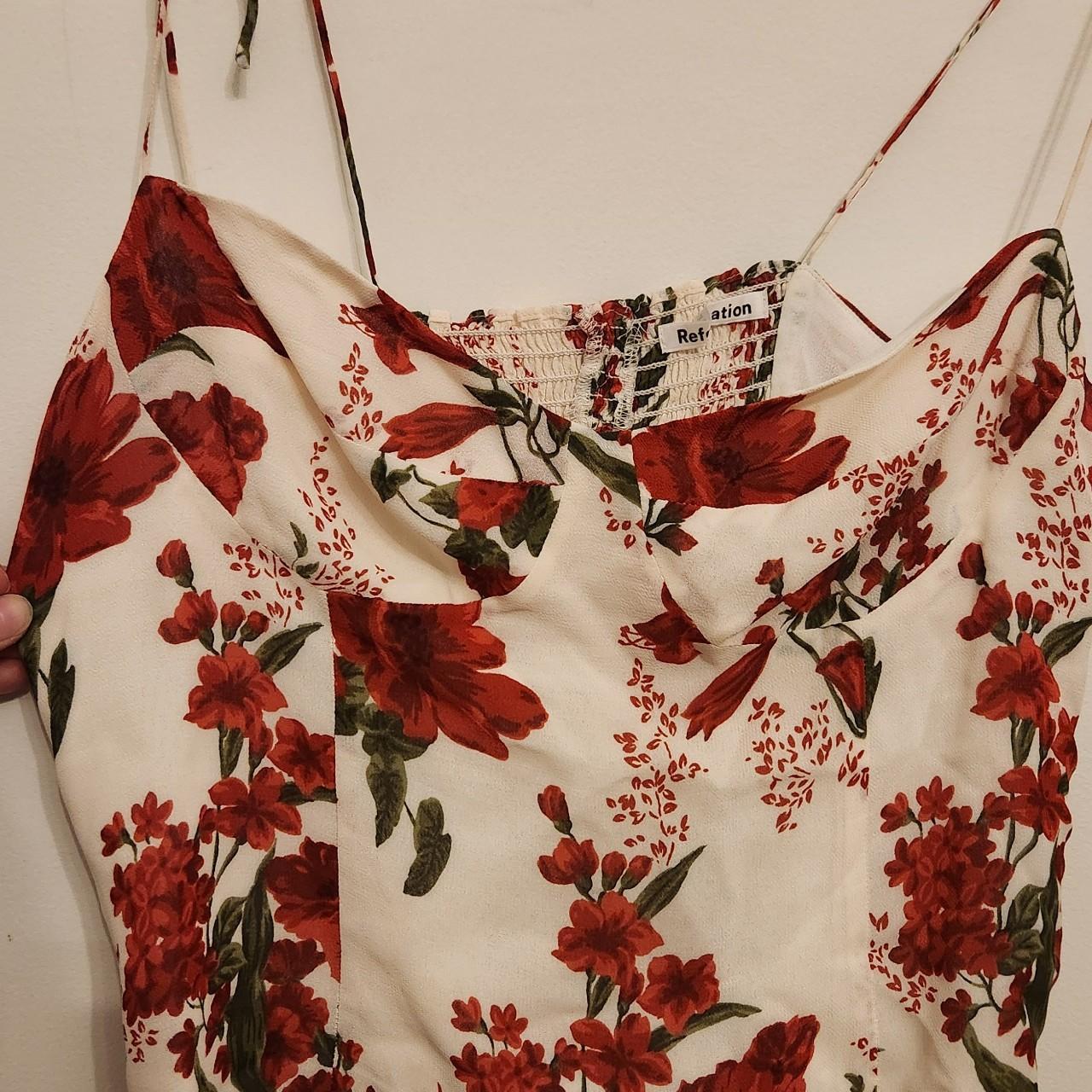 Reformation rose print top, tie straps,