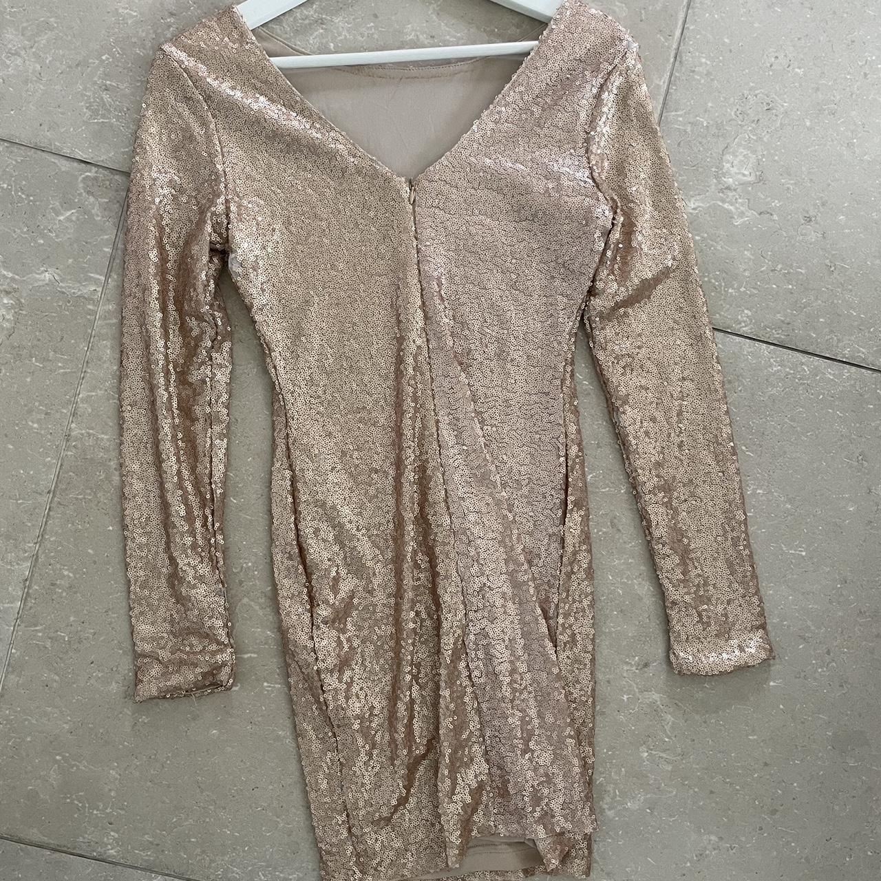 True Decadence Gold Sequin Dress Uk 6 Purchased... - Depop