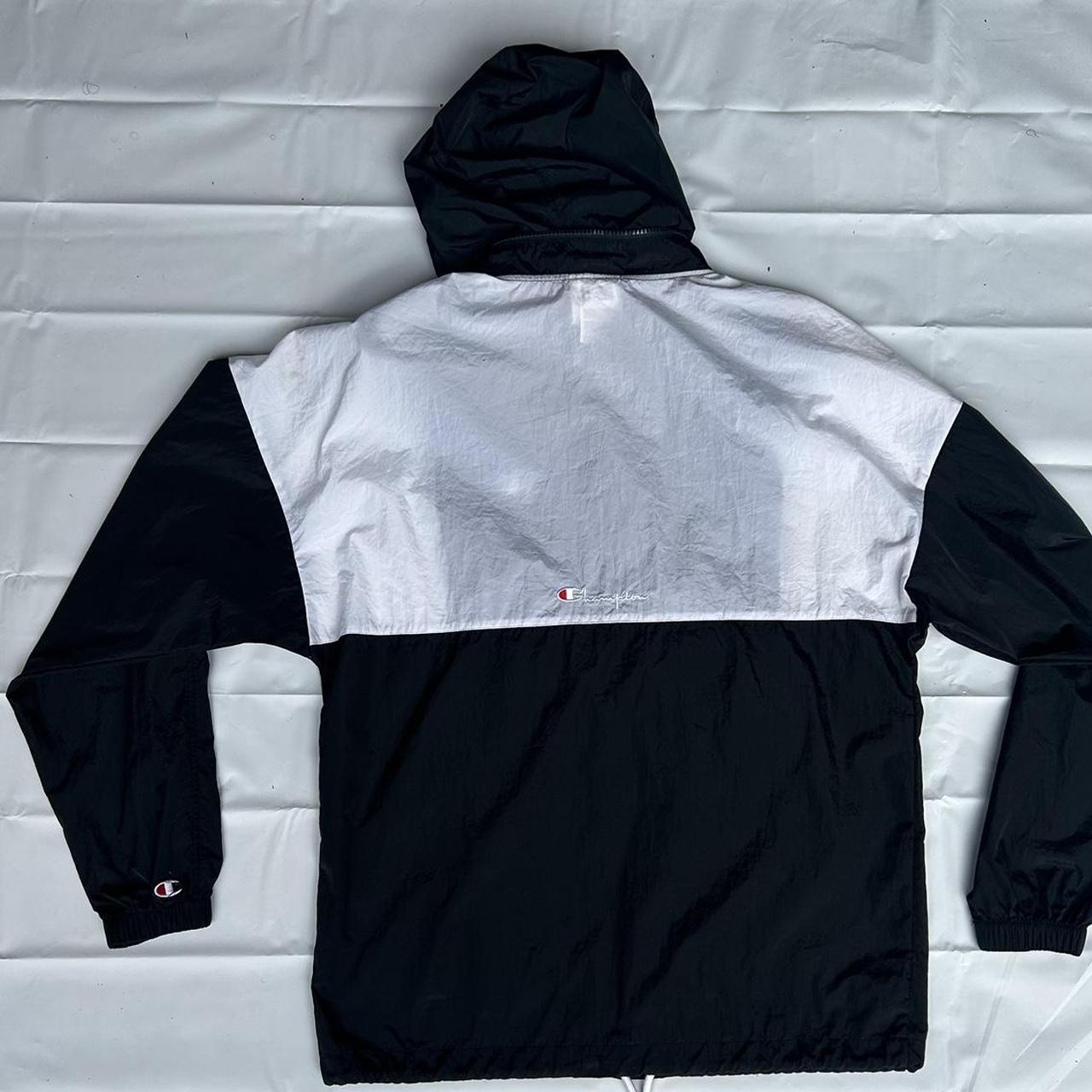 Small black and white champion windbreaker The Depop