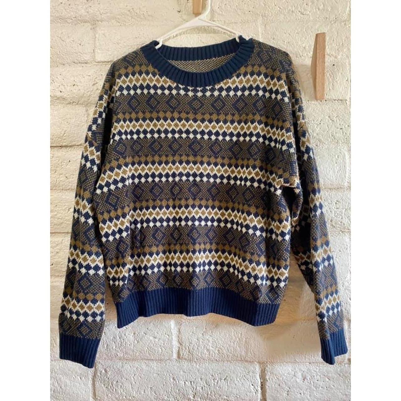 Men's Brown and Blue Jumper | Depop