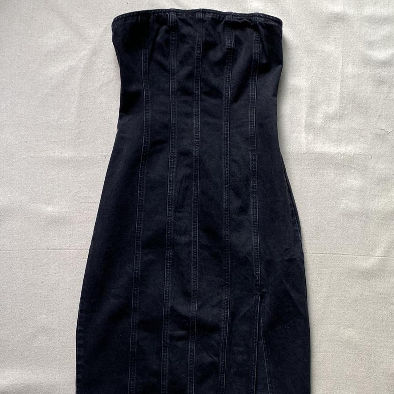 Black denim strapless dress. ASOS Design. Only worn... - Depop