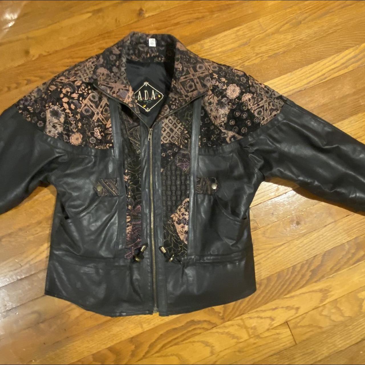 Leather biker jacket 28.5x20in Arm length:... - Depop