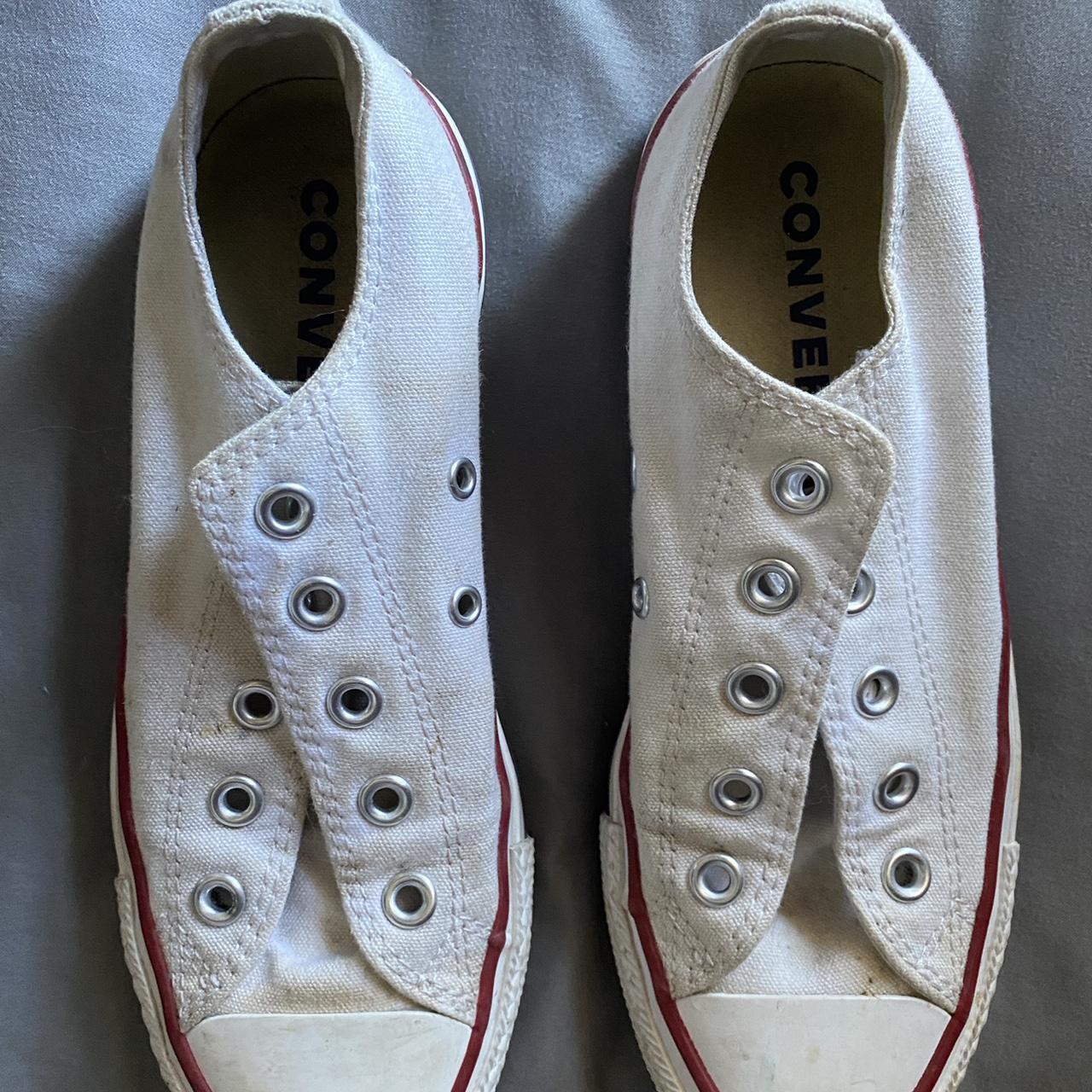 White Converse No laces Depop