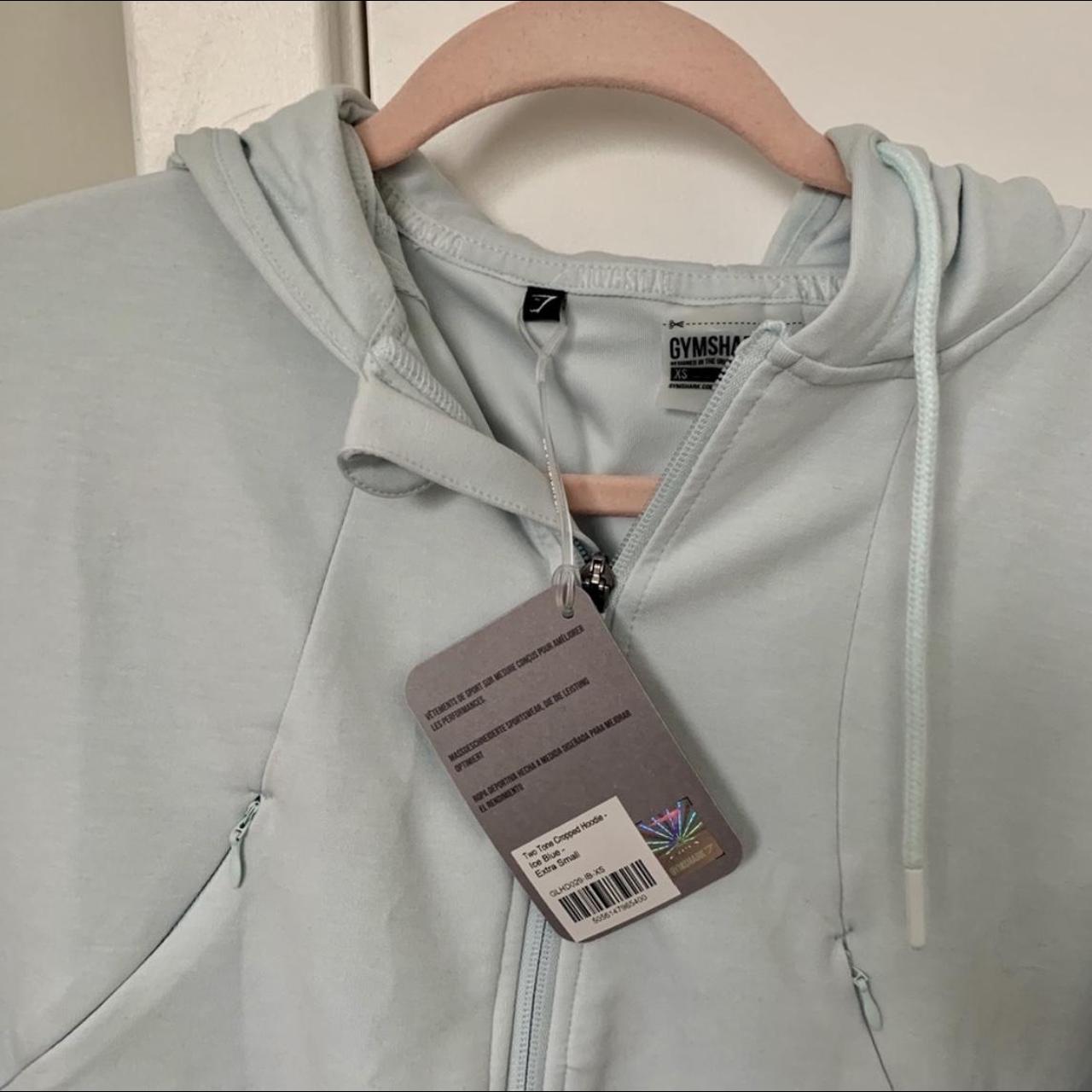 Gymshark Women's Blue and White Jacket Depop