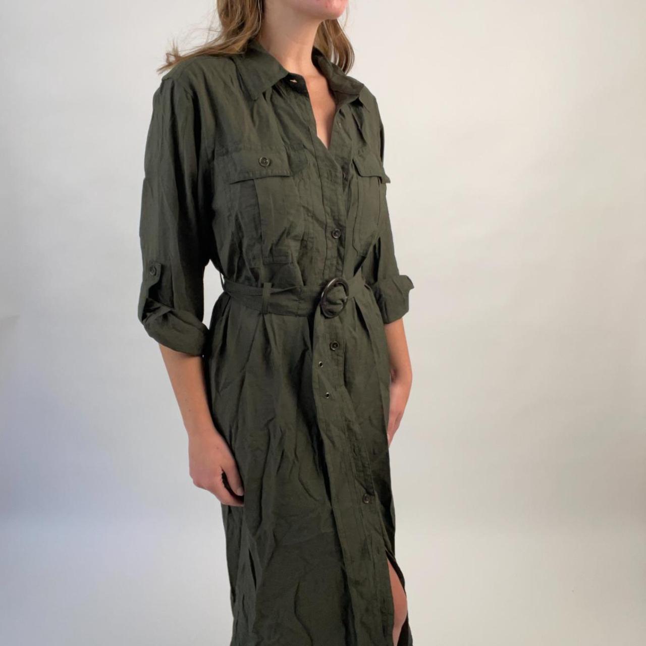 Banana Republic Women's Khaki and Green Dress Depop