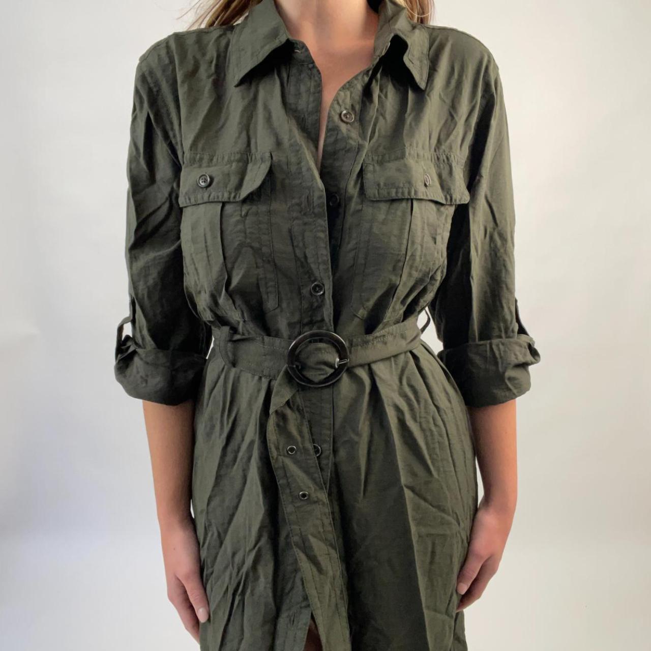 Banana Republic Women's Khaki and Green Dress Depop