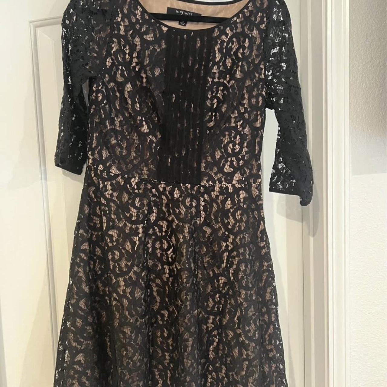 Nine West Women's Dress - Black - 10 – black lace 3/4 sleeve lace dress size …